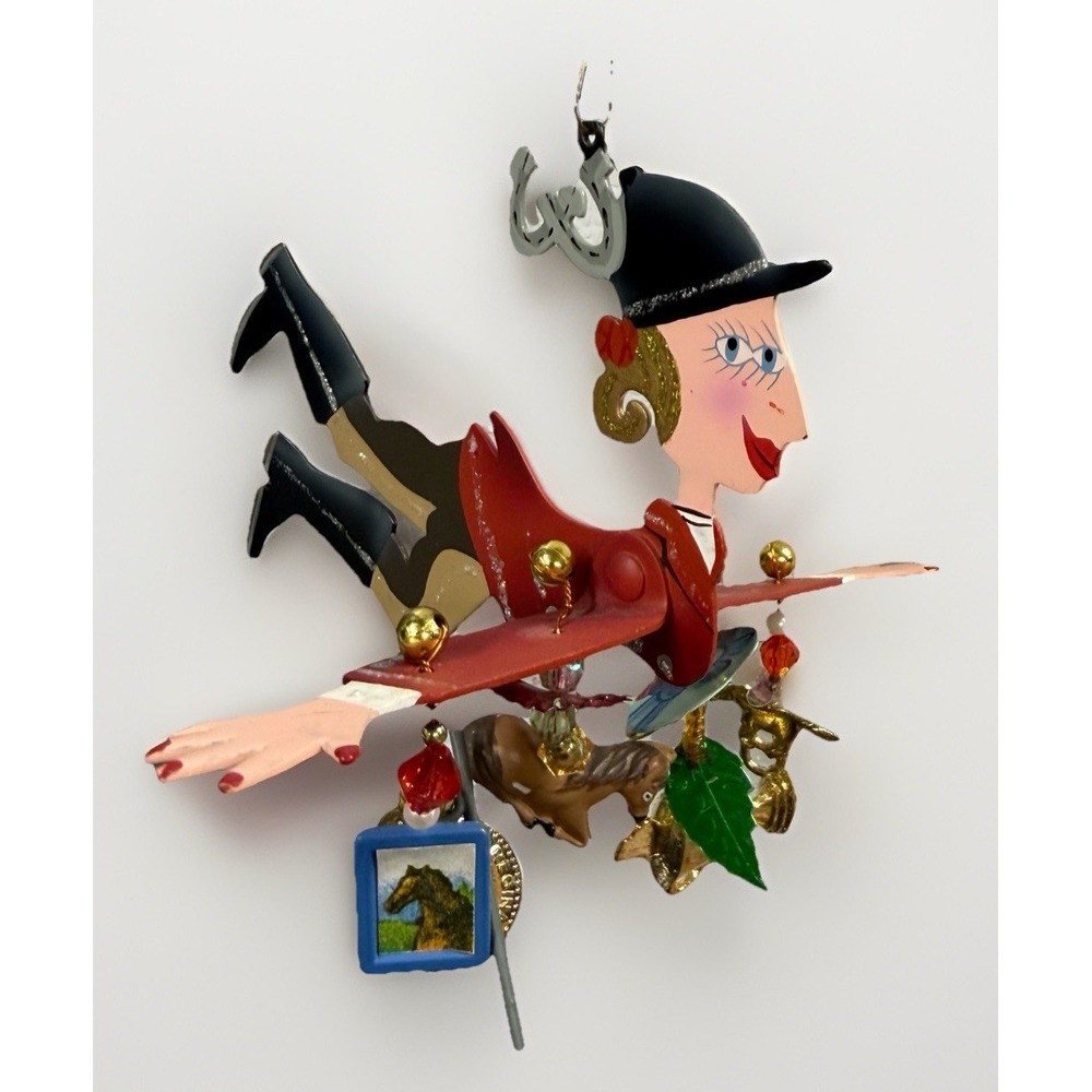 Silvestri Ross Whimsical Equestrian Angel Ornament Flying Lady w/ Charms‎ Horse